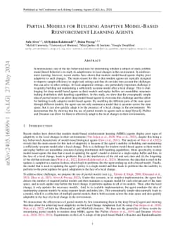 Partial Models for Building Adaptive Model-Based Reinforcement Learning
  Agents