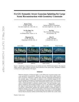 SA-GS: Semantic-Aware Gaussian Splatting for Large Scene Reconstruction
  with Geometry Constrain