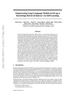 Empowering Large Language Models to Set up a Knowledge Retrieval Indexer
  via Self-Learning