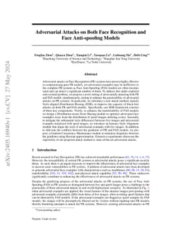Adversarial Attacks on Both Face Recognition and Face Anti-spoofing
  Models