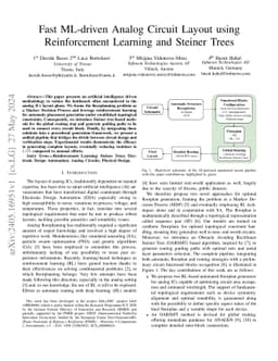 Fast ML-driven Analog Circuit Layout using Reinforcement Learning and
  Steiner Trees