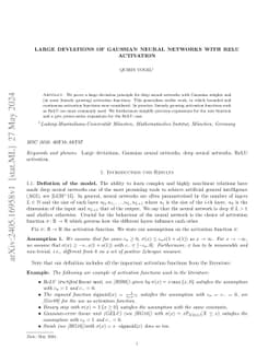 Large Deviations of Gaussian Neural Networks with ReLU activation