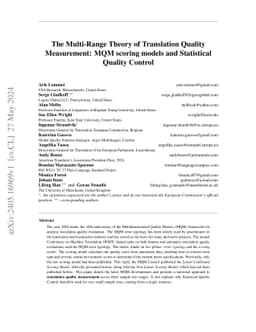 The Multi-Range Theory of Translation Quality Measurement: MQM scoring
  models and Statistical Quality Control