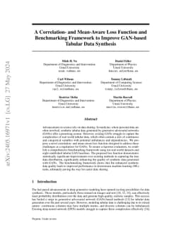 A Correlation- and Mean-Aware Loss Function and Benchmarking Framework
  to Improve GAN-based Tabular Data Synthesis