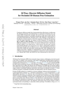 $\text{Di}^2\text{Pose}$: Discrete Diffusion Model for Occluded 3D Human
  Pose Estimation