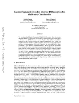 Glauber Generative Model: Discrete Diffusion Models via Binary Classification
