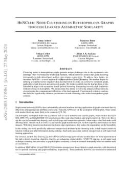 HeNCler: Node Clustering in Heterophilous Graphs through Learned
  Asymmetric Similarity