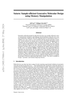 Saturn: Sample-efficient Generative Molecular Design using Memory
  Manipulation