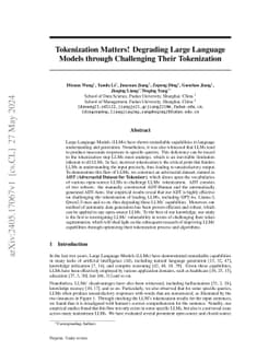 Tokenization Matters! Degrading Large Language Models through
  Challenging Their Tokenization