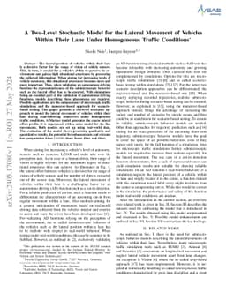 A Two-Level Stochastic Model for the Lateral Movement of Vehicles Within
  Their Lane Under Homogeneous Traffic Conditions