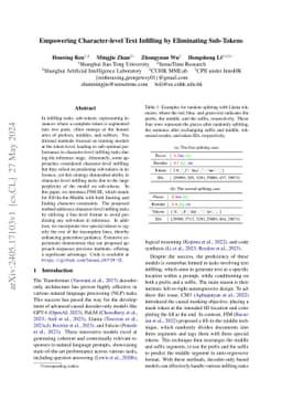 Empowering Character-level Text Infilling by Eliminating Sub-Tokens