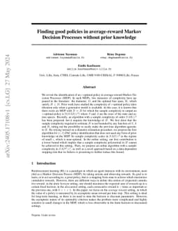 Finding good policies in average-reward Markov Decision Processes
  without prior knowledge