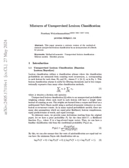 Mixtures of Unsupervised Lexicon Classification