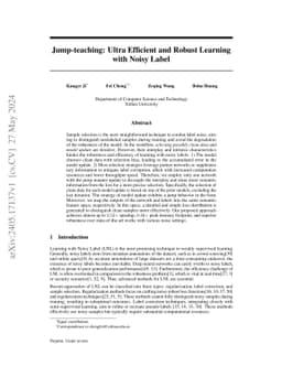 Jump-teaching: Ultra Efficient and Robust Learning with Noisy Label
