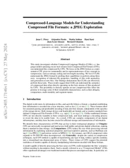 Compressed-Language Models for Understanding Compressed File Formats: a
  JPEG Exploration