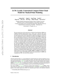 LCM: Locally Constrained Compact Point Cloud Model for Masked Point
  Modeling
