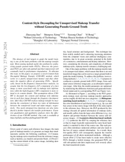 Content-Style Decoupling for Unsupervised Makeup Transfer without
  Generating Pseudo Ground Truth