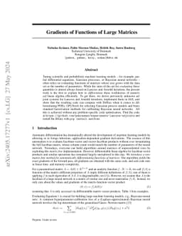 Gradients of Functions of Large Matrices