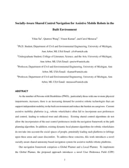 Socially-Aware Shared Control Navigation for Assistive Mobile Robots in
  the Built Environment