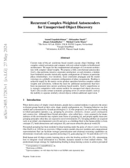 Recurrent Complex-Weighted Autoencoders for Unsupervised Object
  Discovery