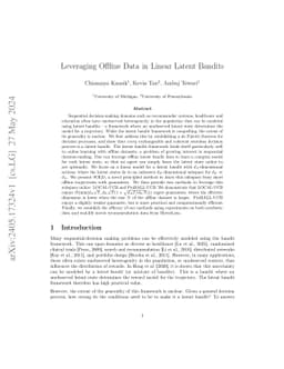 Leveraging Offline Data in Linear Latent Bandits