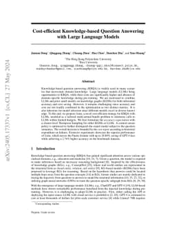 Cost-efficient Knowledge-based Question Answering with Large Language
  Models
