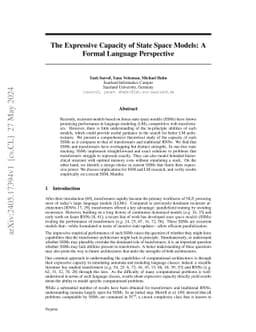 The Expressive Capacity of State Space Models: A Formal Language
  Perspective