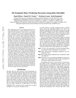 The Peripatetic Hater: Predicting Movement Among Hate Subreddits
