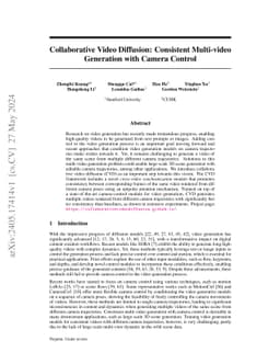Collaborative Video Diffusion: Consistent Multi-video Generation with
  Camera Control