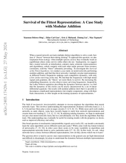 Survival of the Fittest Representation: A Case Study with Modular
  Addition