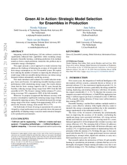Green AI in Action: Strategic Model Selection for Ensembles in
  Production
