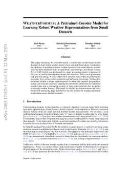 WeatherFormer: A Pretrained Encoder Model for Learning Robust Weather
  Representations from Small Datasets