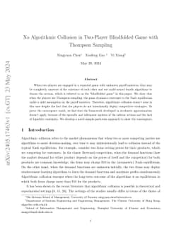 No Algorithmic Collusion in Two-Player Blindfolded Game with Thompson
  Sampling