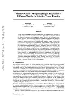 FreezeAsGuard: Mitigating Illegal Adaptation of Diffusion Models via
  Selective Tensor Freezing