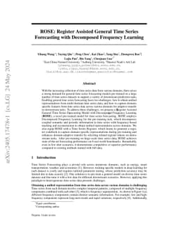 ROSE: Register Assisted General Time Series Forecasting with Decomposed
  Frequency Learning