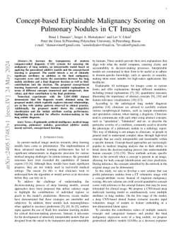 Concept-based Explainable Malignancy Scoring on Pulmonary Nodules in CT
  Images