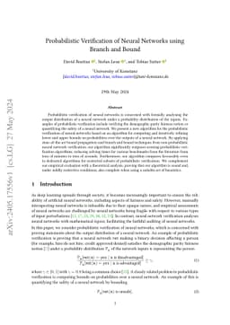 Probabilistic Verification of Neural Networks using Branch and Bound