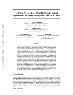 Unifying Perspectives: Plausible Counterfactual Explanations on Global,
  Group-wise, and Local Levels