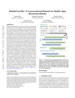 MobileConvRec: A Conversational Dataset for Mobile Apps Recommendations