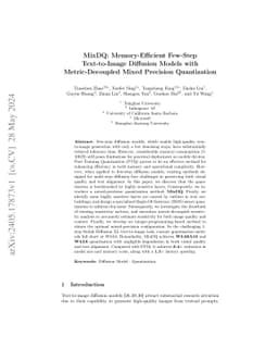 MixDQ: Memory-Efficient Few-Step Text-to-Image Diffusion Models with
  Metric-Decoupled Mixed Precision Quantization