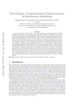 Proof of Quality: A Costless Paradigm for Trustless Generative AI Model
  Inference on Blockchains