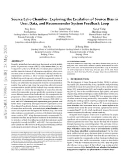 Source Echo Chamber: Exploring the Escalation of Source Bias in User,
  Data, and Recommender System Feedback Loop