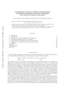 Convergence rates of particle approximation of forward-backward
  splitting algorithm for granular medium equations