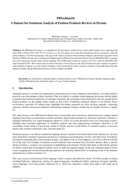 PRFashion24: A Dataset for Sentiment Analysis of Fashion Products
  Reviews in Persian