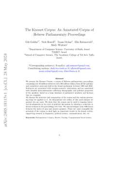 The Knesset Corpus: An Annotated Corpus of Hebrew Parliamentary
  Proceedings