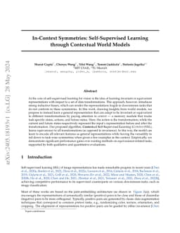 In-Context Symmetries: Self-Supervised Learning through Contextual World
  Models