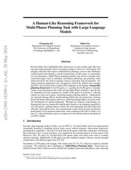 A Human-Like Reasoning Framework for Multi-Phases Planning Task with
  Large Language Models