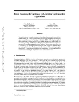 From Learning to Optimize to Learning Optimization Algorithms