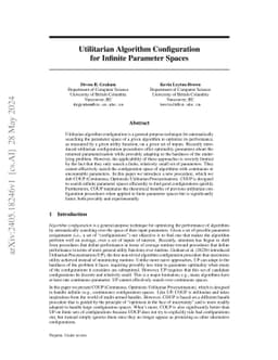 Utilitarian Algorithm Configuration for Infinite Parameter Spaces