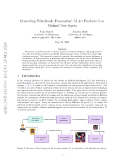 Generating Print-Ready Personalized AI Art Products from Minimal User
  Inputs